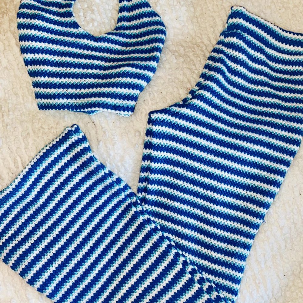 Blue Crocheted Top and Pants